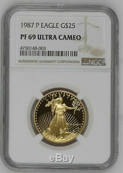1987-p-ultra Cam Proof Et High Relief Roman Datedgold Ngc Ms-69