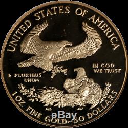 1989-w Gold Eagle Américain $ 50 Ngc Pf70 Ultra Cameo Roman Brown Étiquette Numéral