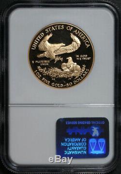 1989-w Gold Eagle Américain $ 50 Ngc Pf70 Ultra Cameo Roman Brown Étiquette Numéral
