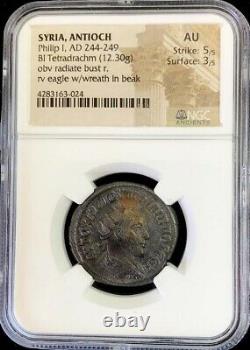 244-249 Ad Roman Syrie, Antioche Philip I Bi Tetrachm Eagle Coin Ngc À Propos De Unc