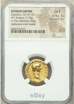 41-42 Ad Rare Or Ancien Empire Romain Coin De Claude Aureus Ngc Ch Fin
