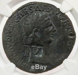 41-54 Ad Comptoir V Romain Estampillé Claudius Ae Sestertius Monnaie Ngc Très Bien