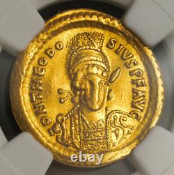 450, Empire Romain D’orient, Théodose Ii. Rare Gold Solidus Coin. Choix Du Mbac Xf