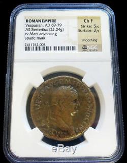 69-79 Empire Romain Vespasien Ae Sestertius Coin Ngc Bon Choix