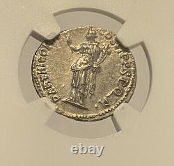 98-117 Ad Empereur Tarjan Empire Romain Argent Denarius Ngc Au Pièce Antique