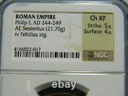Ad 244-249 Empire Romain Pièce Sestertius Phillip Ngc Choice Extra Fine
