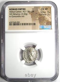 Aelius Caesar Ar Denarius Argent Pièce Romaine 136-138 Ad Ngc Choice Vf