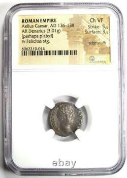 Aelius Caesar Ar Denarius Argent Pièce Romaine 136-138 Ad Ngc Choice Vf