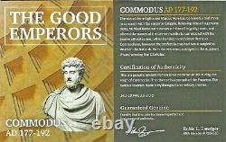 Ancien Empereur Romain Commodus Silver Coin Ngc Certifié Vf & Story, Certif