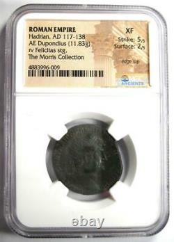 Ancien Hadrien Romain Ae Dupoudius Coin 117-138 Ad Certifié Ngc Xf(ef)