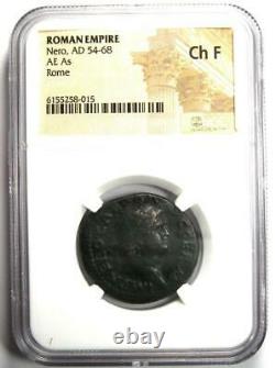 Ancien Nero Ae Romain Comme Monnaie De Cuivre 54-68 Ad Ngc Choice Fine Rare Coin