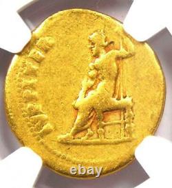 Ancien Nero Romain Av Aureus Gold Coin 54-68 Ad Certifié Ngc Fine Rare Coin