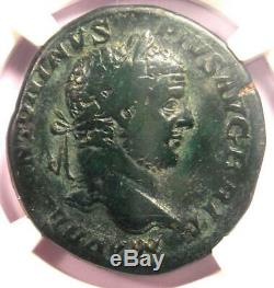 Ancien Romain Caracalla Ae Sestertius Mars Victoire Coin 212 Ad Ngc Choix Fin