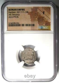 Ancien Romain Hadrien Ar Denarius Aegyptos Coin 117-138 Certifié Ngc Fin