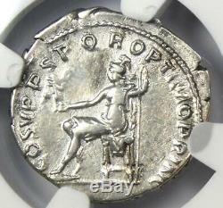 Ancien Romain Trajan Ar Denarius Argent Monnaie 98-117 Certifié Ngc Au