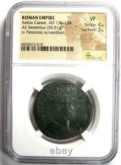 Ancien Roman Aelius Caesar Ae Sestertius Coin 136-138 Ad Certifié Ngc Vf