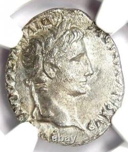 Ancien Roman Augustus Ar Denarius Pièce 27 Bc 14 Ad Certified Ngc Choice Au