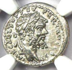 Ancien Septimius Romain Severus Ar Denarius Coin 193-211 Ad Certifié Ngc Au