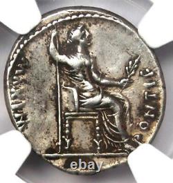 Ancien Tibère Romain Ar Denarius Argent Hommage Penny Coin 14-37 Ad Ngc Vf