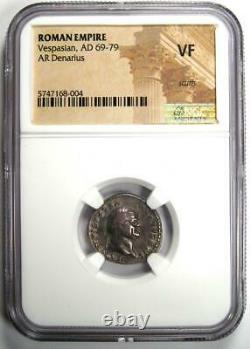 Ancien Vespasien Romain Ar Denarius Silver Coin 69-79 Ad Certifié Ngc Vf