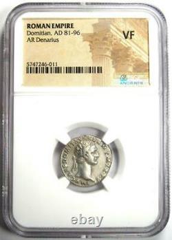 Ancienne Domitien Romaine Ar Denarius Silver Coin 81-96 Ad Certifié Ngc Vf