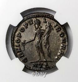 Ancienne Pièce Romaine Galerius 296-297 Bi Nummus Silvered Follis Heraclea Ngc Ch Au