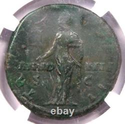 Ancienne pièce de monnaie romaine d'Aelius Caesar AE Sestertius 136-138 après J.-C. certifiée NGC VF