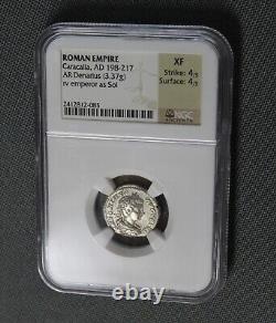 Ancient Roman Coin Empire Caracalla Ad 198-217 Denarius Ngc Xf Bien Centré