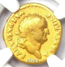 Ancient Roman Empire Titus Gold Av Aureus Coin 79-81 Ad Certifié Ngc Fine