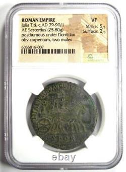 Ancient Roman Julia Titi Ae Sestertius Coin 79-90 Ad Certifié Ngc Vf