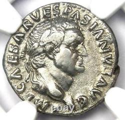 Ancient Roman Vespasian Ar Denarius Silver Coin 69-79 Ad Certifié Ngc Xf (ef)