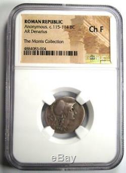 Anonymous Roman Ar Denarius Silver Coin 115 Bc Certifié Ngc Bon Choix