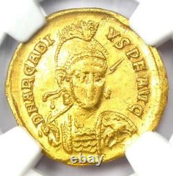 Arcadius Av Solidus Gold Ancienne Pièce D'or Romaine 383-408 Ad Ngc Choice Vf