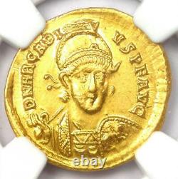 Arcadius Av Solidus Gold Ancient Roman Gold Coin 383-408 Ad Certifié Ngc Au