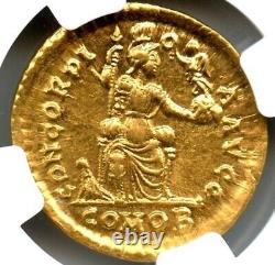 Arcadius Av Solidus Gold Ancient Roman Gold Coin 383-408 Ad, Ngc Certifié Au