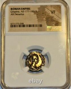 Argent Antique Romain Denarius Coin Crispina Ad 177-182 Ngc Certified Vf