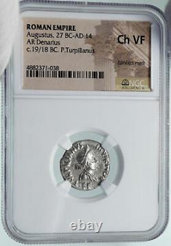 Augustaus Ancient 19bc Silver Roman Coin Normes Retournant De Parthia Ngc I86381
