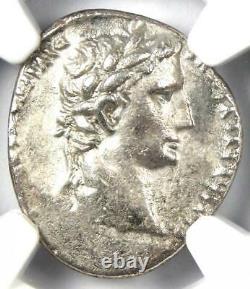 Auguste Ar Denarius Coin 15-13 Bc (lugdunum) Ngc Choix Vf (very Fine)