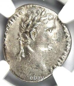 Auguste Ar Denarius Coin 15-13 Bc (lugdunum) Ngc Choix Vf (very Fine)
