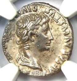 Auguste Ar Denier Silver Coin 27 Bc 14 Ad (lugdunum). Certifié Ngc Xf (ef)