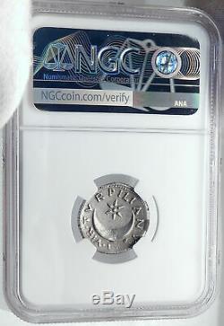 Auguste Auithentic Ancien 19bc Rome Argent Monnaie Romaine Crescent Star Ngc I81771