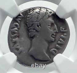 Augustus 15bc Authentique Ancienne Pièce Romaine D’argent Bull De Thouroi Ngc I81547