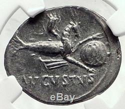 Augustus 17bc Espagne Authentique Monnaie Romaine En Argent Antique Capricorn Ngc I72344
