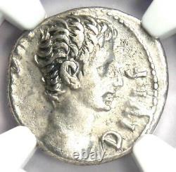 Augustus Ar Denarius Coin 15-13 Av. J.-c. (apollo Reverse) Ngc Choice Vf (très Fine)