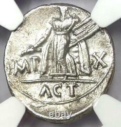 Augustus Ar Denarius Coin 15-13 Av. J.-c. (lugdunum) Certifié Ngc Vf (très Bon)