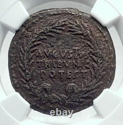 Augustus Authentic Ancient 17bc Rome Dupondius Roman Coin Ngc Certifié I81440