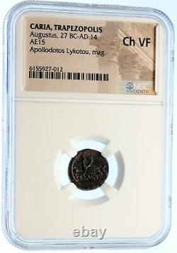 Augustus Authentic Old 27bc Rome Roman Coin Capricorn Apollo Ngc I95583