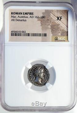 Aurelius Authentique Ancien Marcus 165ad Argent Monnaie Romaine Felicitas Ngc I82621