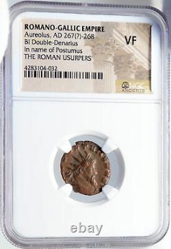 Aureolus Au Nom De Postumus Ancient 267ad Milan Roman Coin Virtus Ngc I82903