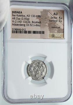 Bar Kokhba Authentic Ancient Jewish War Vs Romans Silver Jewish Coin Ngc I86045